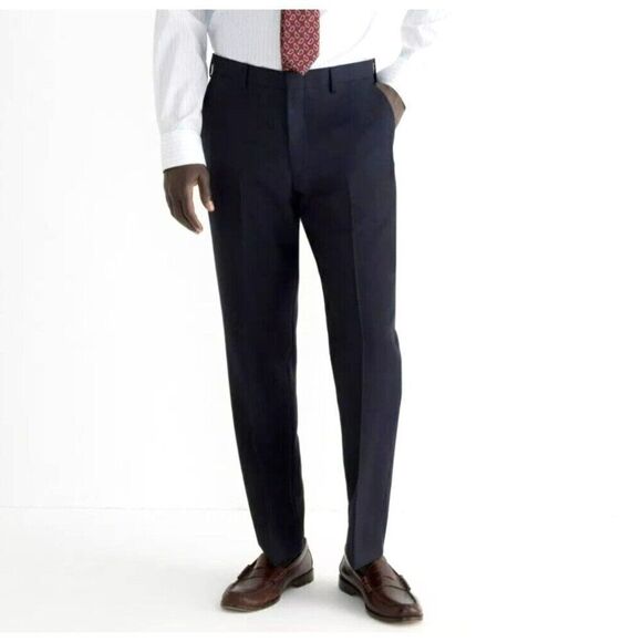 J.CREW Midnight Navy‎ Crosby Classic-fit Suit Pant in English Wool Mens 35X32 - Picture 1 of 15